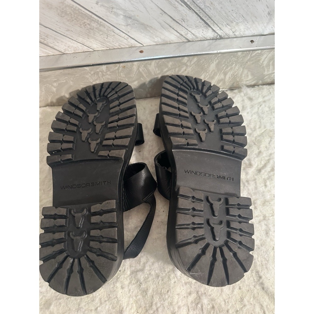 Windsor Smith Black Chunky Platform Sandals Women's Size 8 Leather Straps Buckle - Picture 5 of 7